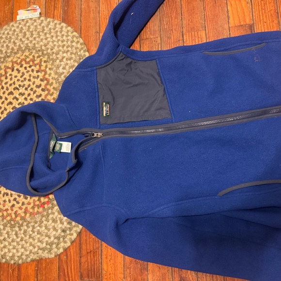 L.L. Bean Kids Royal Blue fleece Jacket hooded size 14-16 - Picture 3 of 6